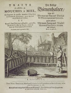 Omslag van Traite des Abeilles, ou Mouches a Miel... gedrukt in het Frans en Duits, gegraveerd door G.V. Eckhout, Amsterdam 1670 door Dutch School