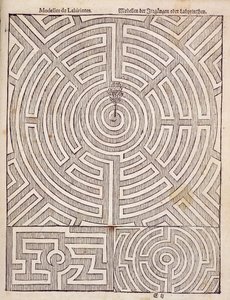 Ontwerpen voor doolhoven, uit De Nederlandse Tuinman door Johann van der Groen, gepubliceerd 1699