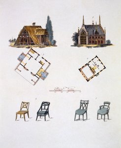 Tuinversieringen, uit Magazine of Garden Gems door G. van Laar, gepubliceerd in 1802 door Dutch School