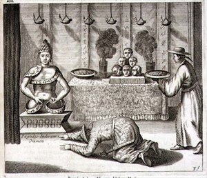 Interieur van een Tempel voor een Indiase God, uit 