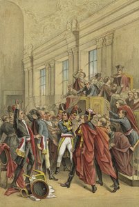 Napoleon verdrijft de Raad van Vijfhonderd uit haar kamers, Staatsgreep van 18 Brumaire, 1799 door Dutch School