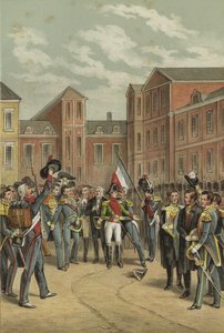 Napoleons afscheid van de Keizerlijke Garde in de Witte Paardenhof van het Paleis van Fontainebleau, 1814