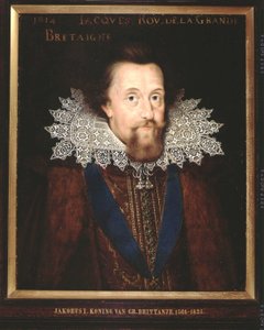 Portret van James I, koning van Engeland, 1614 door Dutch School