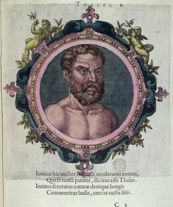 Thales van Milete (c.625-547 v.Chr.), illustratie uit Veterum et Recentium Medicorum Philosophorumque Icones door Johannes Sambucus, gepubliceerd door Plantin in Antwerpen 1574 door Dutch School
