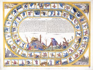 Het Kozakkenspel met illustraties van verschillende soorten Russische soldaten, c.1815-16 door Dutch School