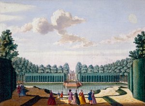Het pad langs de vijver naar het huis, Meerestein, uit Het Zeganpralent Kennemerlant door Hendrick de Leth en Matthias Brouerius Van Nidek, gepubliceerd ca. 1700-1730