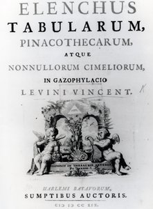 Titelpagina voor Elenchus Tabularum door Levinus Vincent, gepubliceerd in 1719
