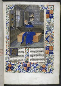 Vertaler aan het werk, uit Facta et dicta memorabilia (of Les Faits et les Dits des Romains), Royal 18 E III, f.24 door Dutch School