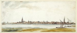 Zicht op Emmerich, laat 17e eeuw door Dutch School