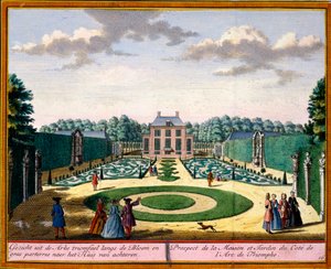 Zicht op het Huis en de Tuin nabij de triomfboog, uit Het Zeganpralent Kennemerlant door Hendrick de Leth en Matthias Brouerius Van Nidek, gepubliceerd ca.1700-30