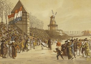 Schaatswedstrijden voor vrouwen, Leeuwarden, Nederland, 1805