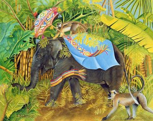 Olifant met apen en parasol, 2005