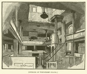 Interieur van West-Street Chapel (gravure)