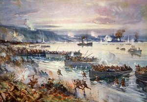 De Landing van de Australiërs bij Gallipoli, april 1915