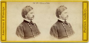 Nathaniel Prentice Banks (1816-94), Amerikaanse politicus en generaal van het Unieleger (stereofoto)