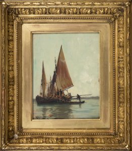 Venetiaanse schuit op de lagune door E. Aubrey Hunt