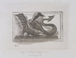 Uithangbord van de Green Dragon Inn, Bishopsgate, Londen door E Edwards