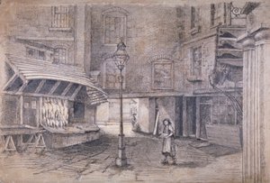 Poelierswinkel in Clare Market, Westminster, Londen, ca. 1850 door E Holah
