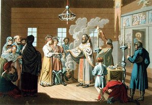Het Russische Huwelijk, gegraveerd door X. Wagner