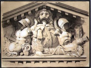 Een sculpturale fronton in het Louvre door E. Laquerbe