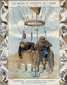 Journalist Joseph Eustache Croce Spinelli (1845-1875), marineofficier Henri Theodore Sivel (1834-1875), en Franse auteur en wetenschapper Gaston Tissandier (1843-1899) worden gezien in de mand van de ballon Zenith na bewusteloos te zijn geraakt door zuurst door E. Letellier
