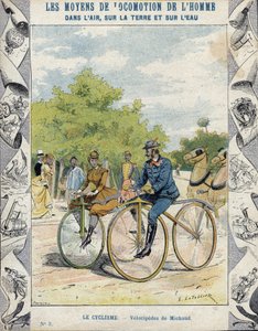 Pierre Michaux en Michaudine velocipedes - Van een beschermhoes voor schoolboeken, eind 19e eeuw - velocipedes a pedale (les michaudines) door Pierre Michaux (1813-1883) door E. Letellier