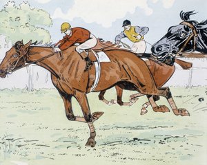Racende paarden - tekening door Thelem