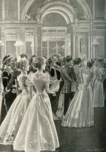 De Staatsontvangst in Buckingham Palace: Binnenkomst van de Prins en Prinses van Wales, ca. 1897 door E. and S. Woodbury