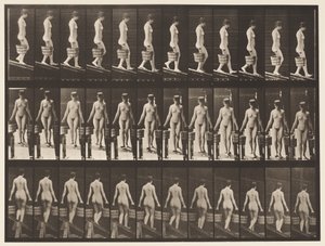 Plaat 122. Helling afdalen, emmer water in elke hand, 1872-1885 door Eadweard Muybridge