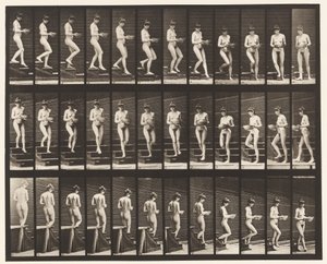 Plaat 144. Trap af, bassin draaiend in handen door Eadweard Muybridge