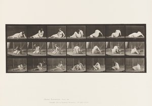 Draaien en positie veranderen terwijl op de grond door Eadweard Muybridge