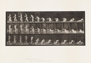 Plaat 271. Opstaan van de grond met een papier in de linkerhand door Eadweard Muybridge