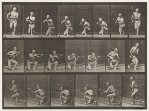 Plaat 356. Knielen, vuren en opstaan door Eadweard Muybridge