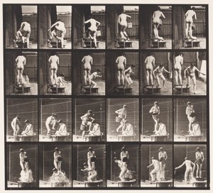Plaat 407. Twee Modellen, 8 Giet Emmer Water Over 1 door Eadweard Muybridge