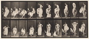 Plaat 498. Diverse fasen van de toilet, 1872-1885 door Eadweard Muybridge