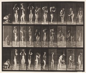 Plaat 500. Verschillende bewegingen met waterkruik door Eadweard Muybridge