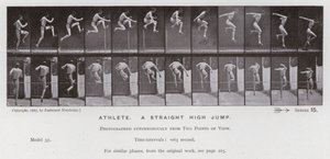 De menselijke figuur in beweging: Atleet, een rechte hoge sprong door Eadweard Muybridge