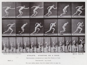 Het Menselijk Lichaam in Beweging: Atleet, startend voor een race door Eadweard Muybridge
