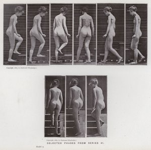 Het menselijk lichaam in beweging: Geselecteerde fasen uit serie 41 (zwart-wit foto) door Eadweard Muybridge