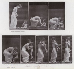Het menselijk lichaam in beweging: Geselecteerde fasen uit serie 80 (zwart-wit foto) door Eadweard Muybridge