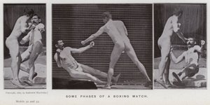 Het menselijk lichaam in beweging: Enkele fasen van een bokswedstrijd (zwart-wit foto) door Eadweard Muybridge