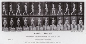 De menselijke figuur in beweging: Vrouw, wandelen door Eadweard Muybridge