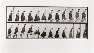 Vrouw die trappen beklimt en naar beneden springt, Plaat 173 uit Animal Locomotion, 1887 door Eadweard Muybridge