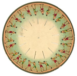 Zoopraxiscope-schijf met boksende mannen, 1893