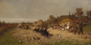Husking Bee, eiland Nantucket, 1876 door Eastman Johnson