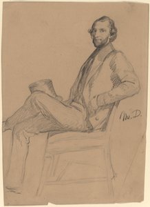 Zittende studie van M.D. door Eastman Johnson