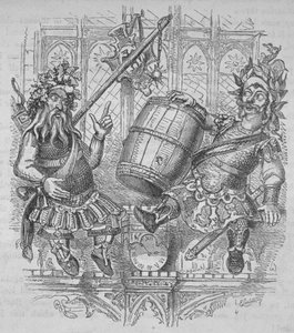 Gog en Magog met een vat door Ebenezer Landells