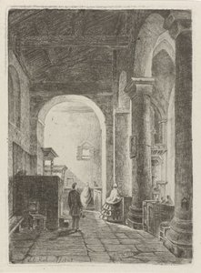 Interieur van een kerk door Eberhard Cornelis Rahms