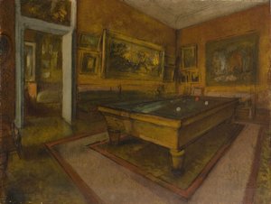 Biljartkamer in Ménil-Hubert door Edgar Degas