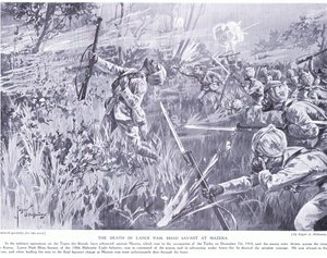 De dood van Lance Nak Bhau Savant bij Mazera aan de Tigris, december 1914 door Edgar Alfred Holloway